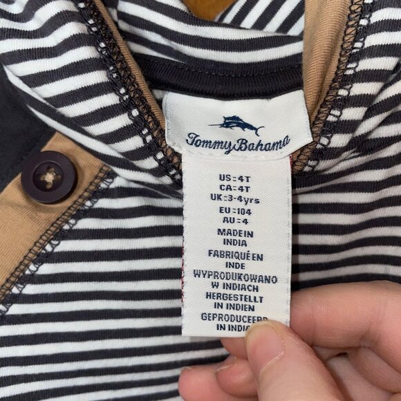 Tommy Bahama Toddler Hoodie With Stripes & Buttons US 4T Cotton Blend - Picture 4 of 6